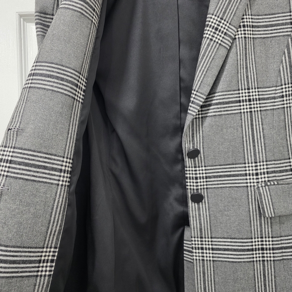 Alice + Olivia Paulene Plaid Wool Blend French Cuff Sparkle Blazer Size 2 - Picture 16 of 17